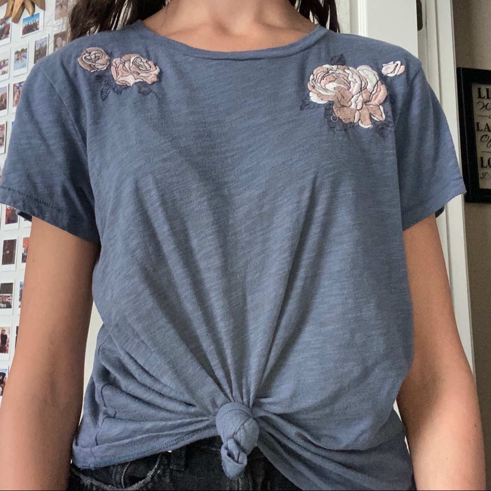 Blue and pink Floral tee